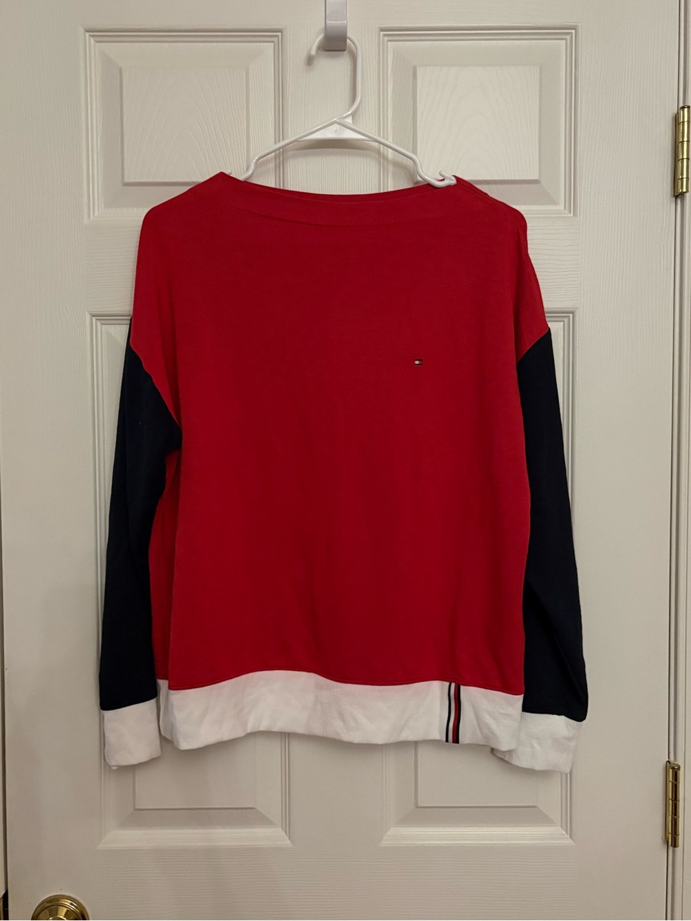 Tommy Hilfiger Red, Navy, and White Long Sleeve Shirt
